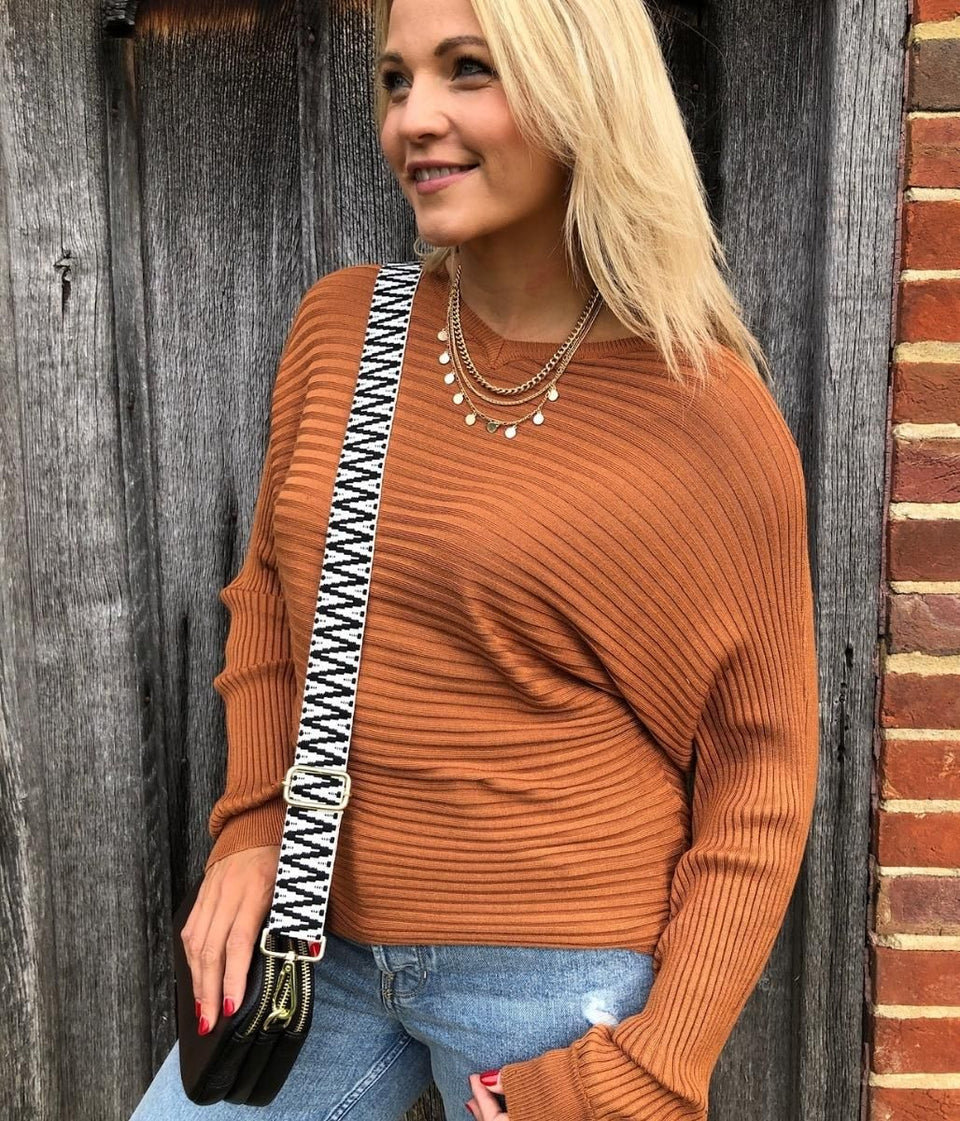 Copper Ribbed Batwing Jumper