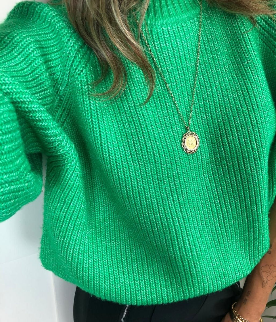 Rich Green Rib Knit Jumper