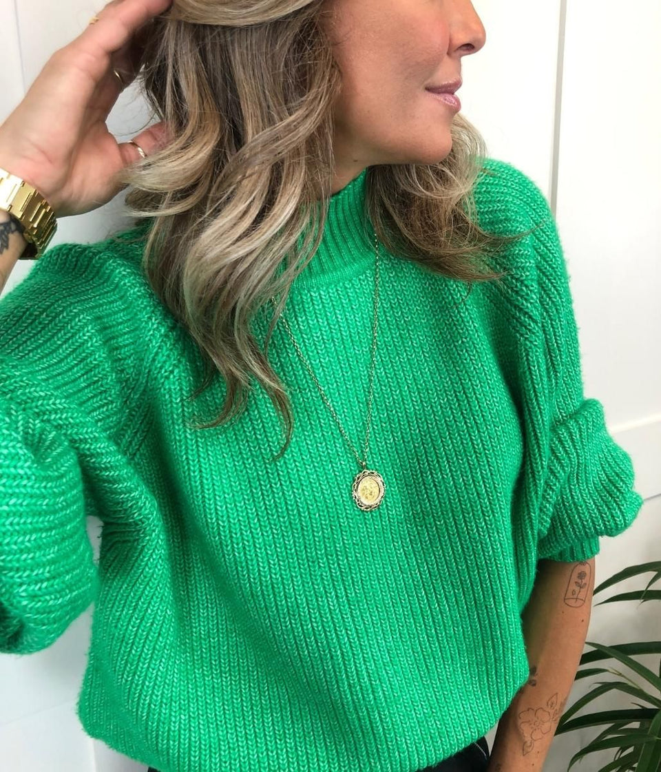 Rich Green Rib Knit Jumper