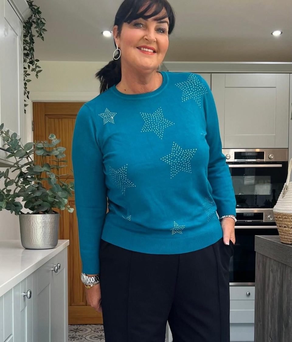 Teal Diamante Star Jumper