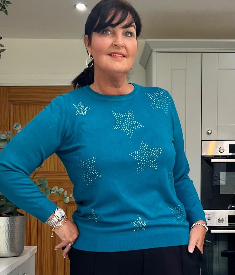 Teal Diamante Star Jumper