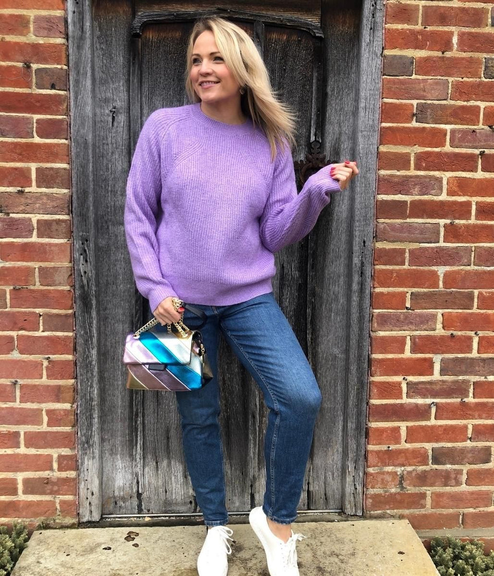 Lilac Ribbed Relaxed Jumper