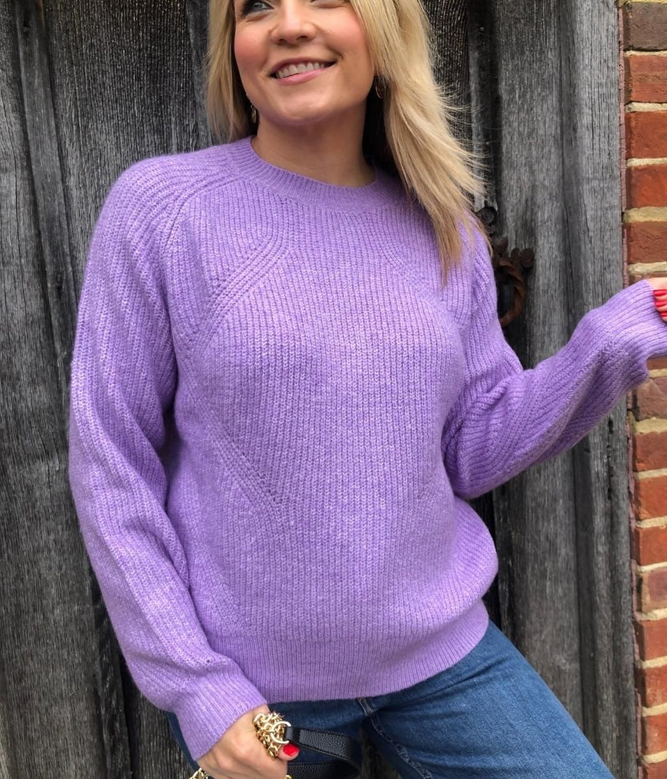 Lilac Ribbed Relaxed Jumper