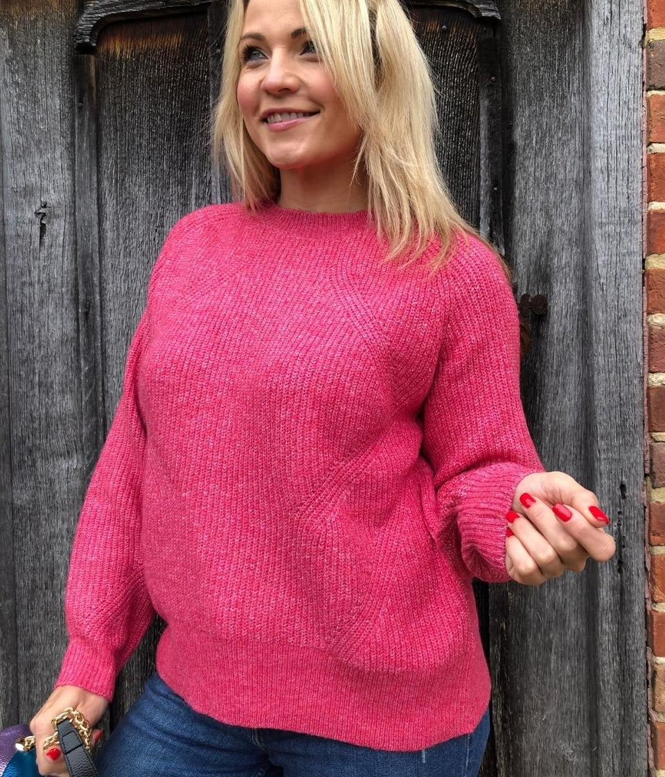 Raspberry Ribbed Relaxed Jumper