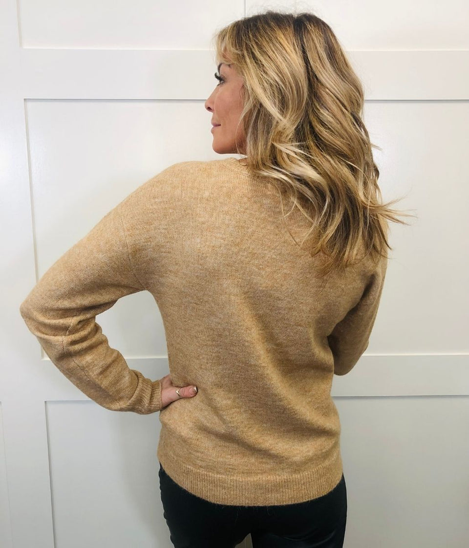 Camel Crew Alpaca Blend Crew Neck Jumper