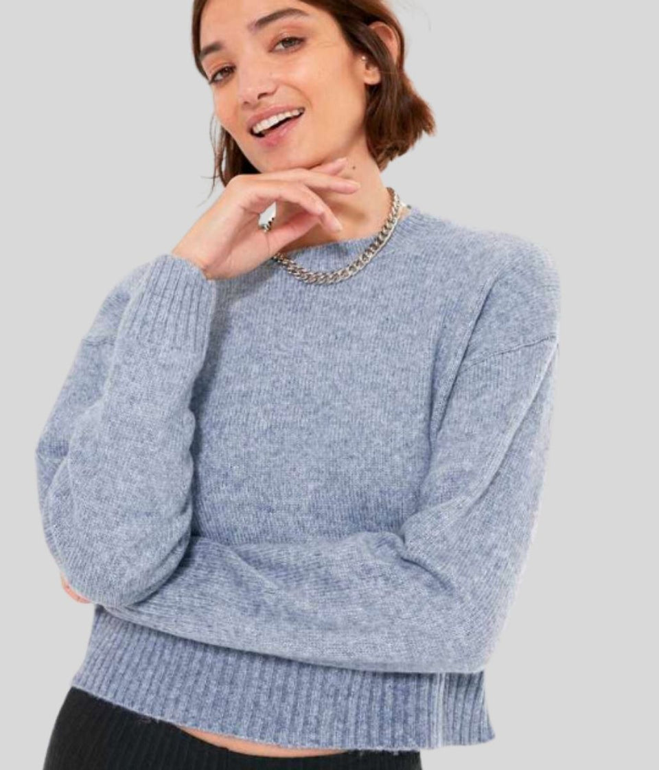 Light Blue Fine Knit Cropped Jumper