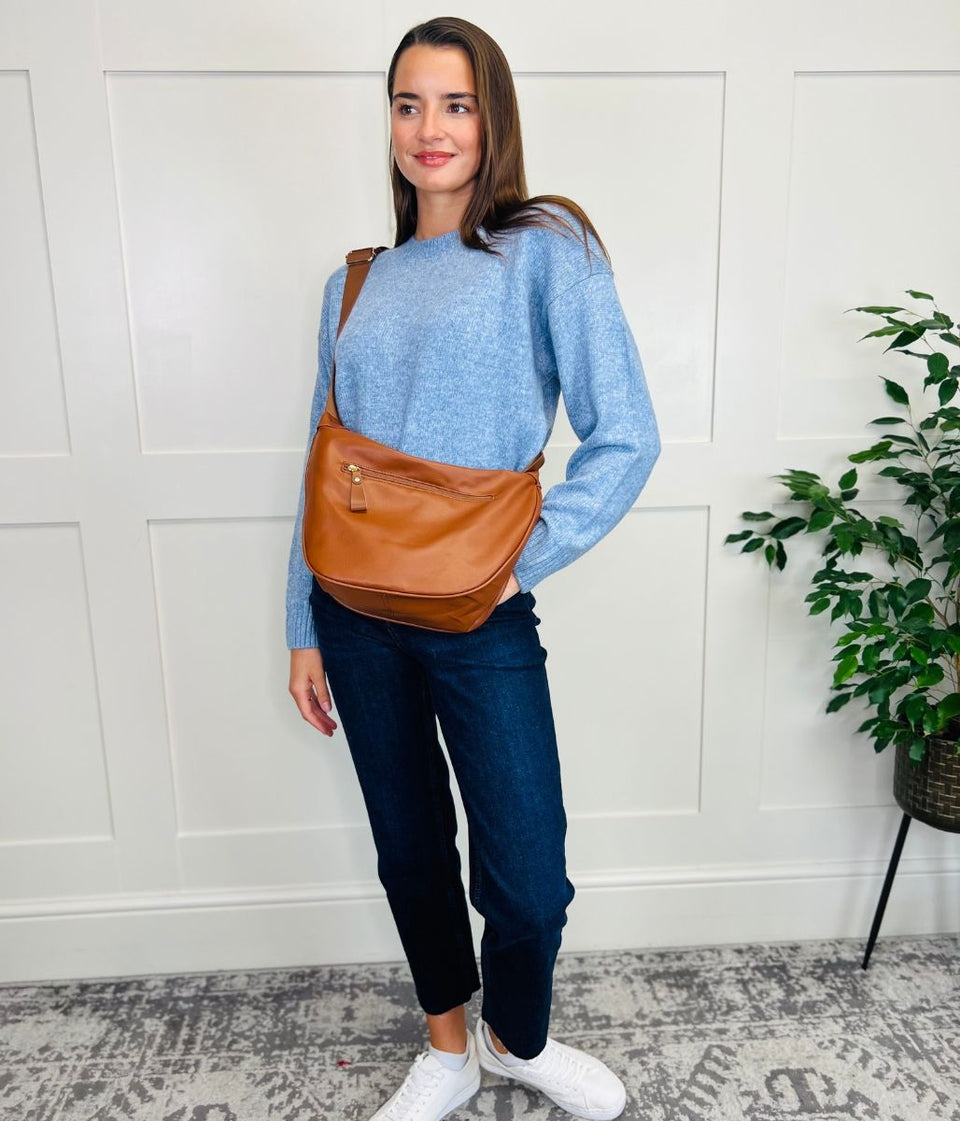 Light Blue Fine Knit Cropped Jumper