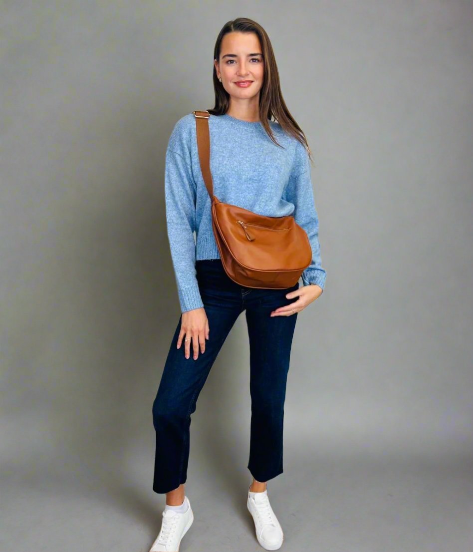 Light Blue Fine Knit Cropped Jumper