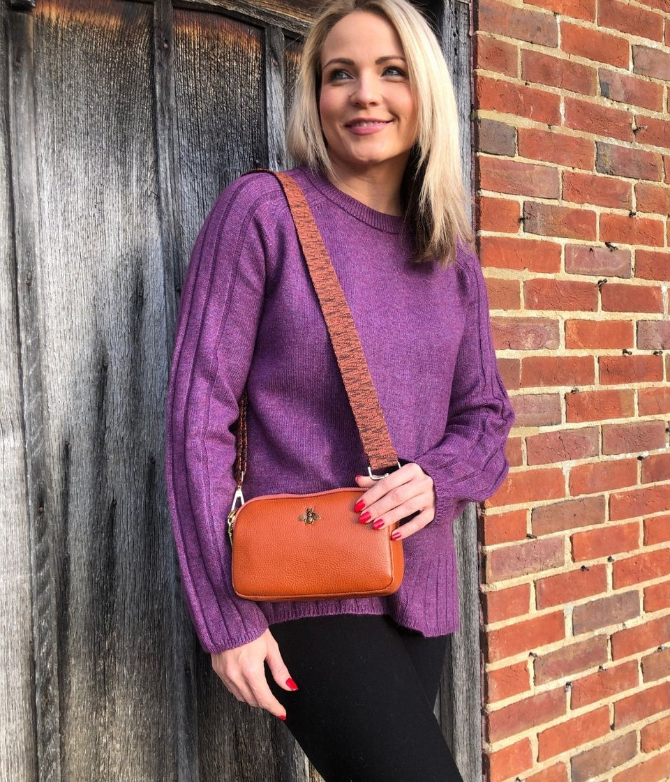 Purple Soft Contrast Ribbed Jumper