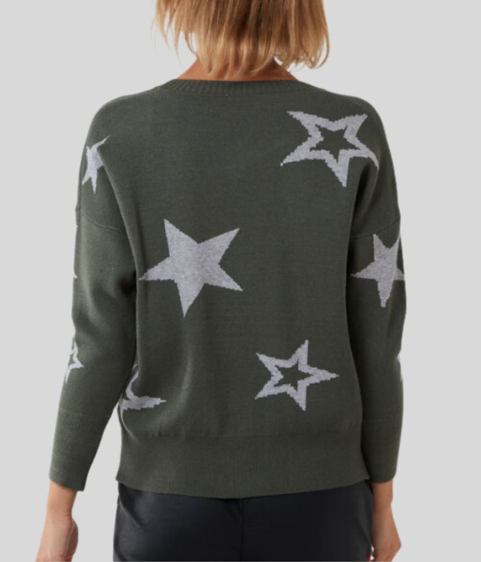 Grey Star Fine Knit Button Cardigan