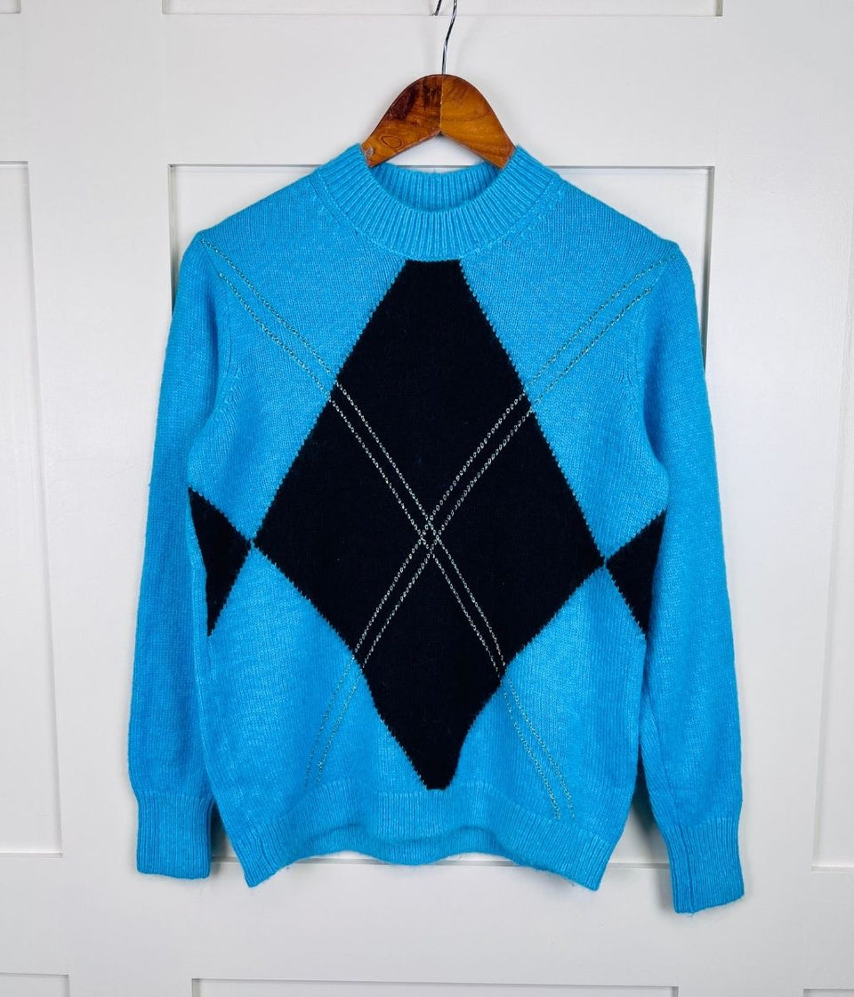 Turquoise Diamond Argyle Jumper