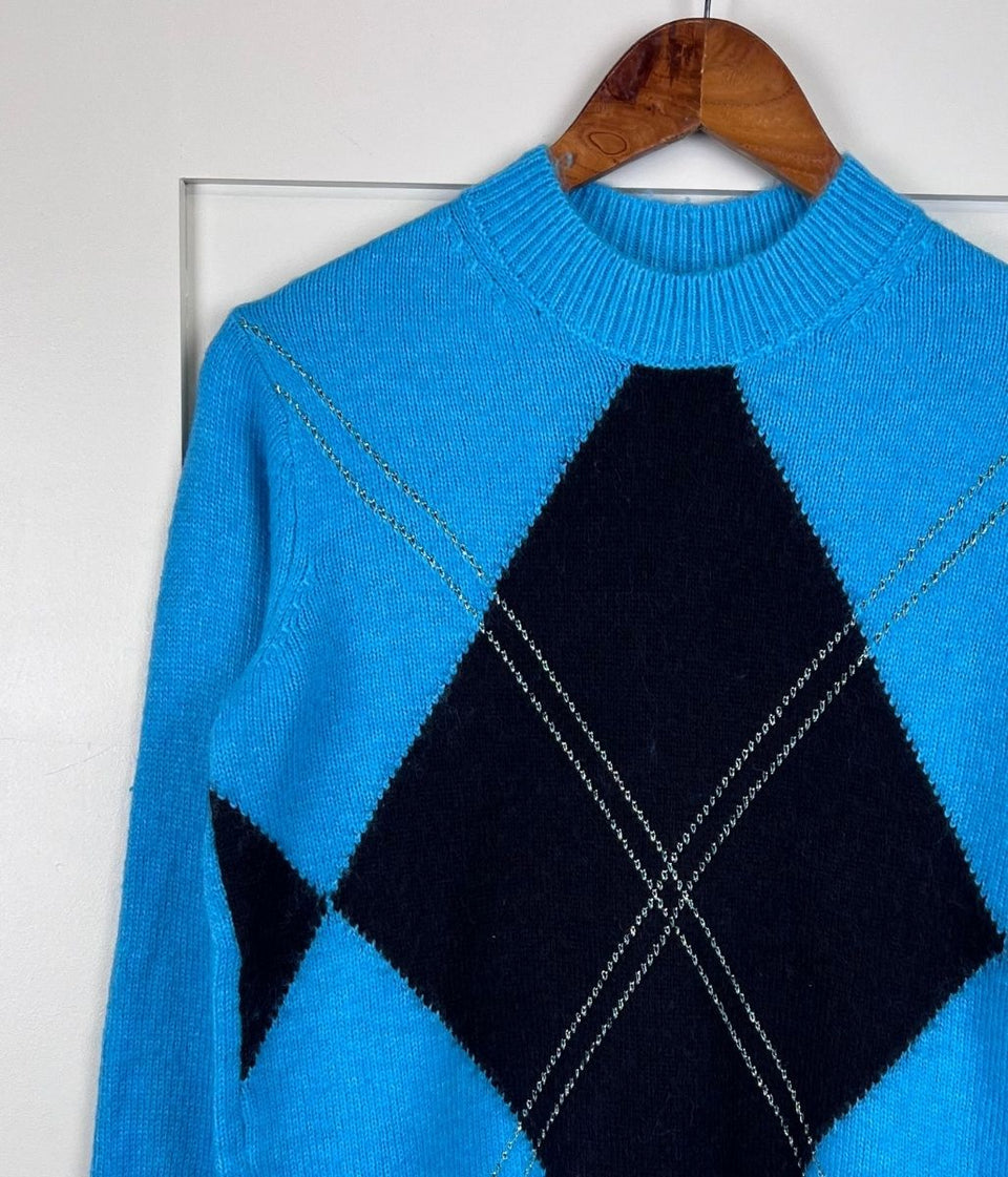 Turquoise Diamond Argyle Jumper