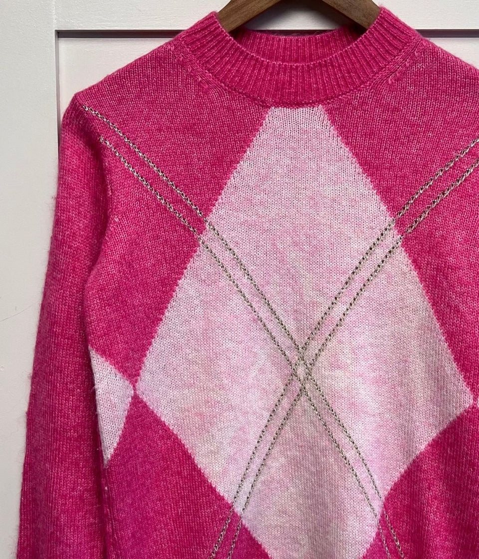 Pink Diamond Argyle Jumper