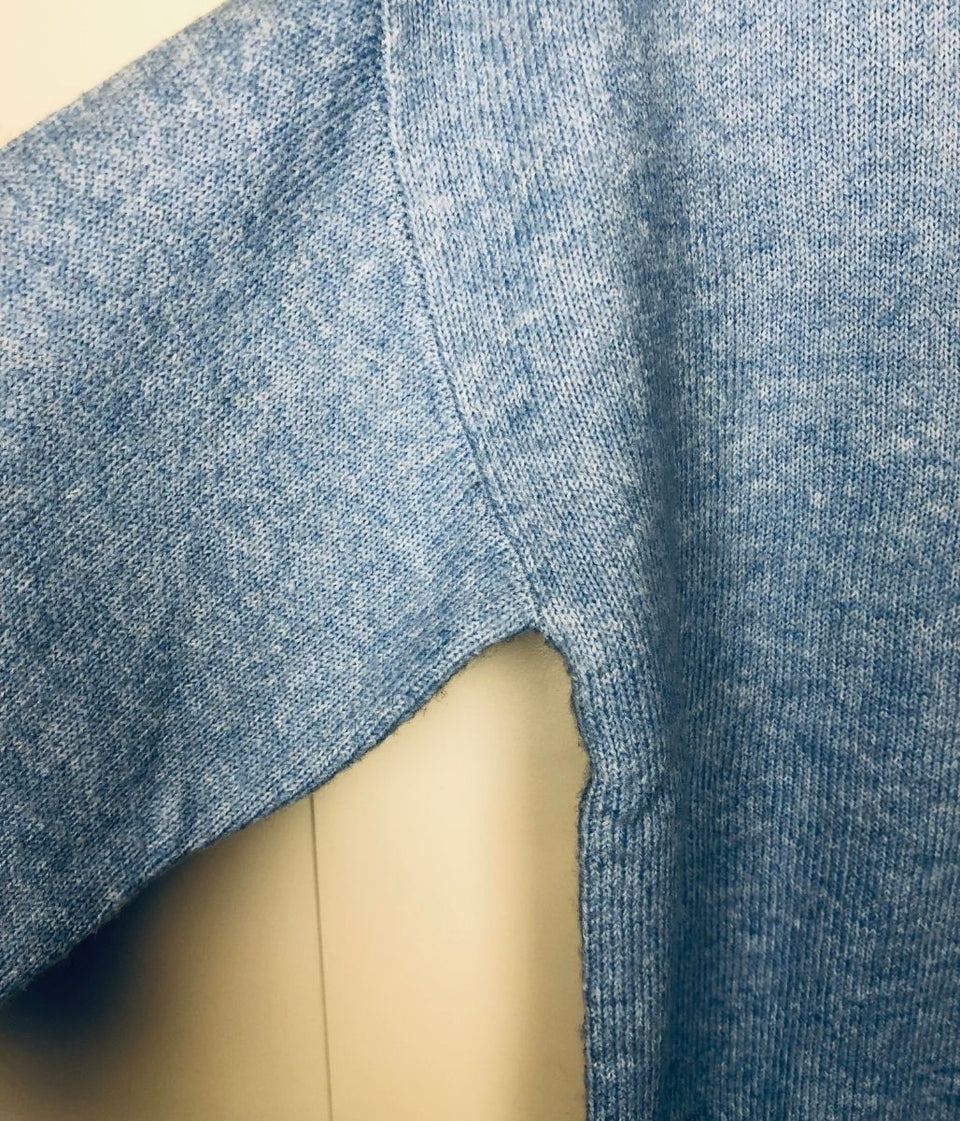 Blue Relaxed V Neck Jumper