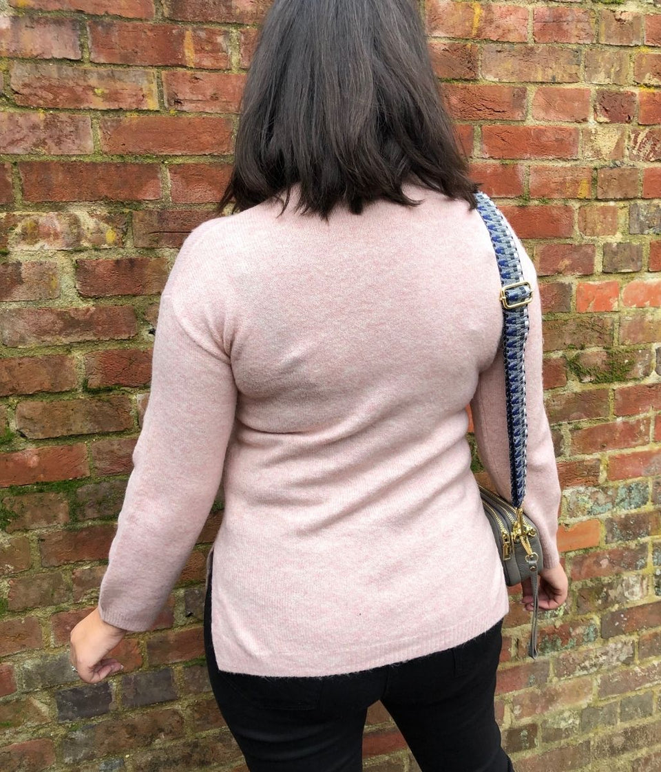 Pale Pink Relaxed V Neck Jumper