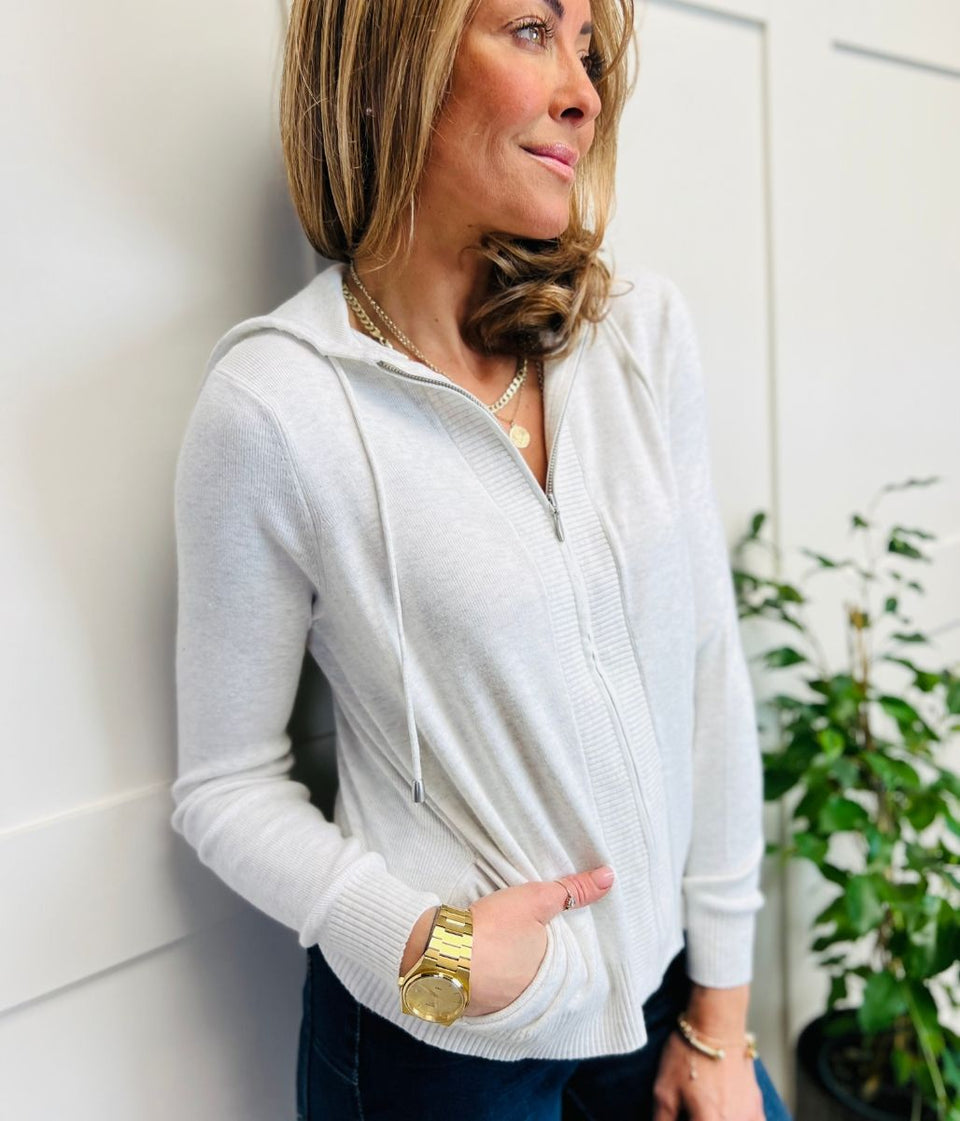 Grey Hooded Zip Up Jumper