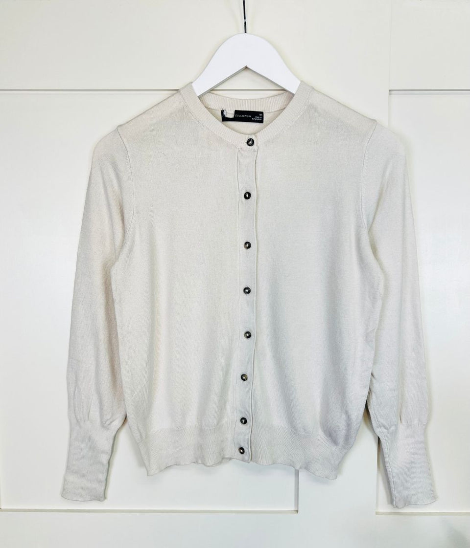 Natural Classic Round Neck Cardigan