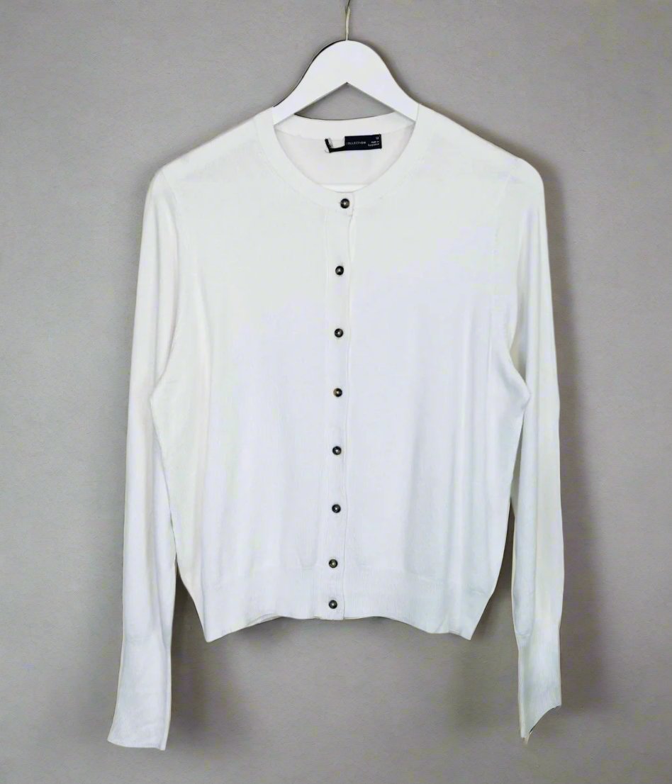 white button cardigan