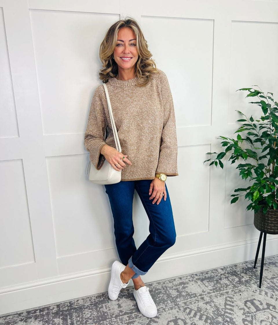 Biscuit Textured Crew Neck Jumper