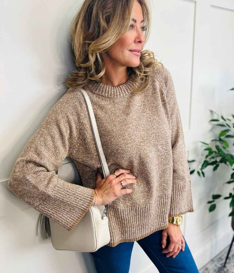 Biscuit Textured Crew Neck Jumper