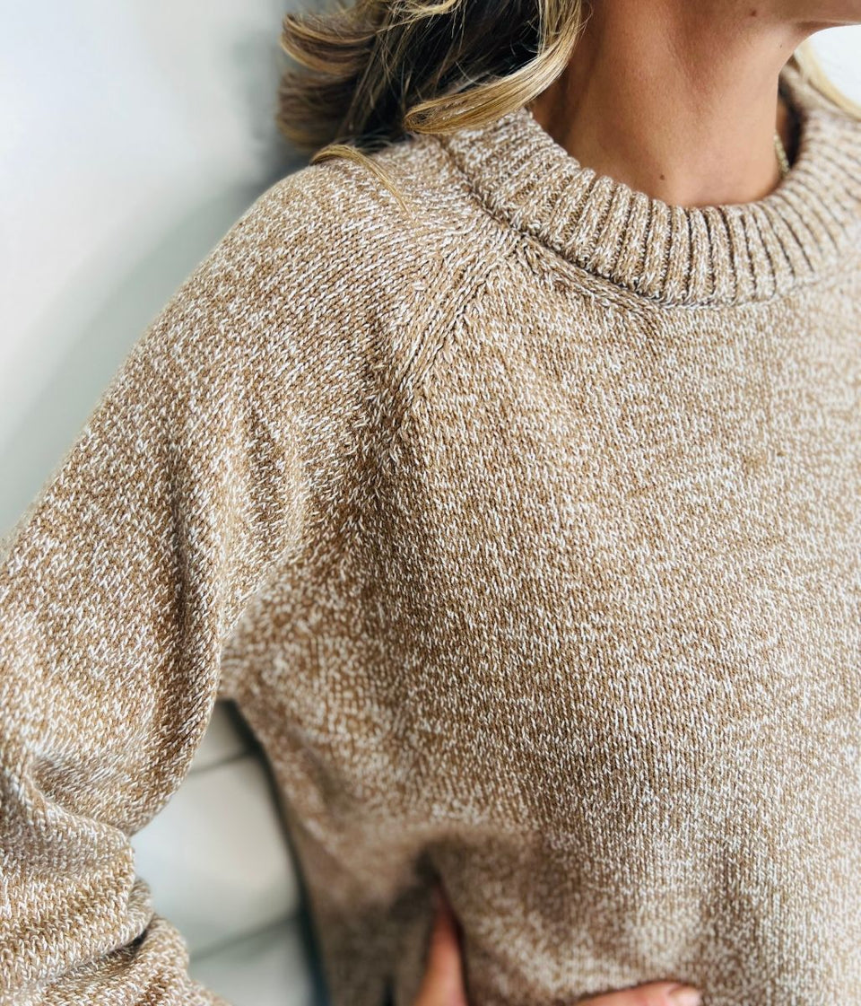 Biscuit Textured Crew Neck Jumper