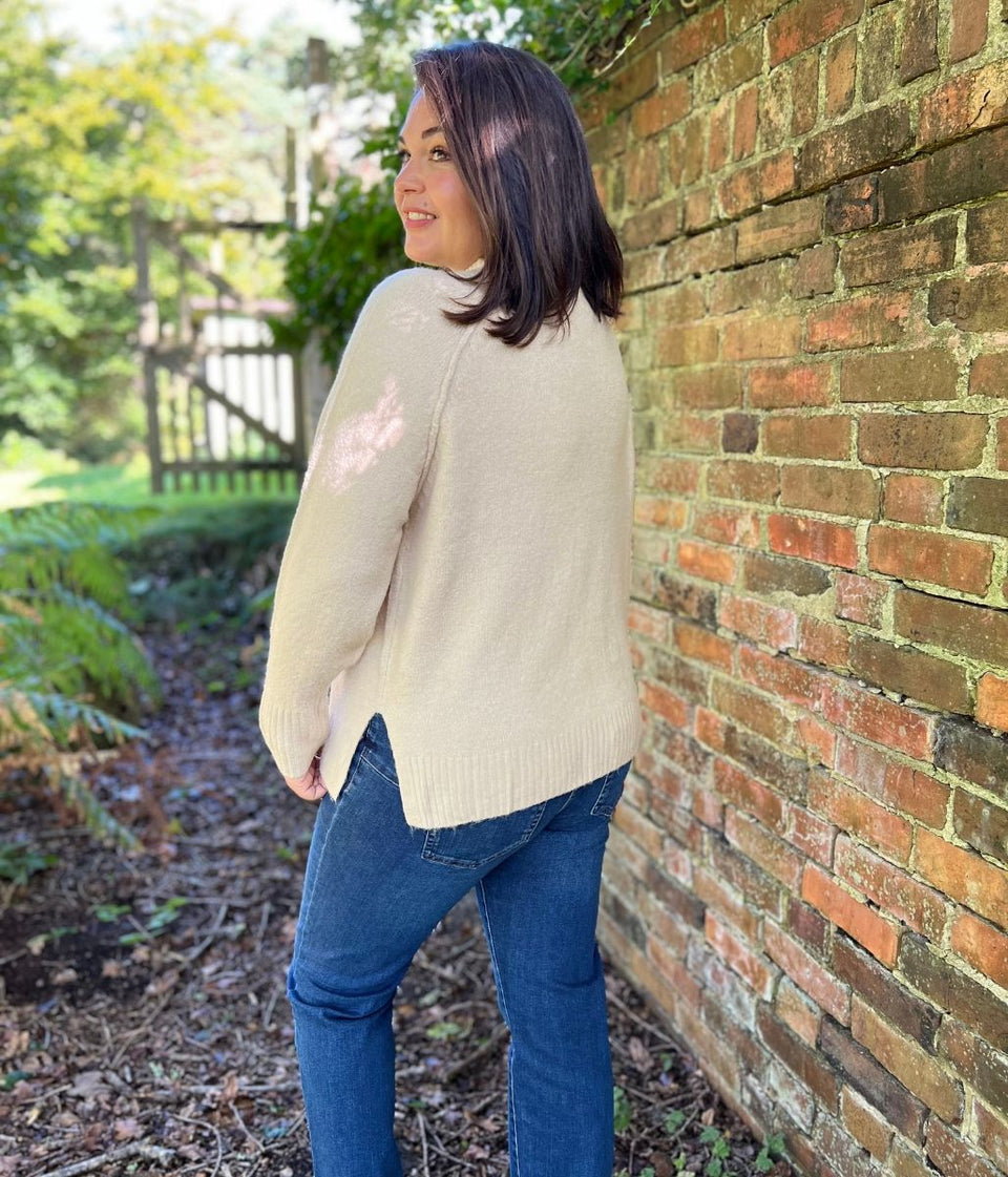 Oatmeal Soft Funnel Neck Jumper