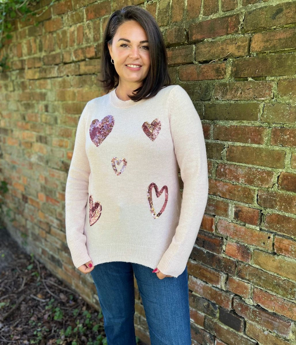 Pink Heart Sequin Jumper