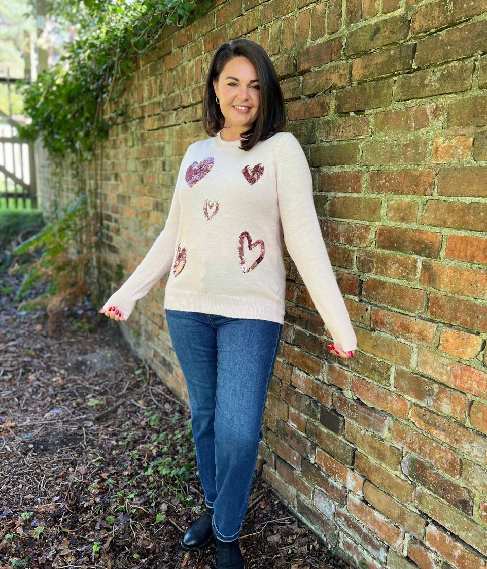 Pink Heart Sequin Jumper