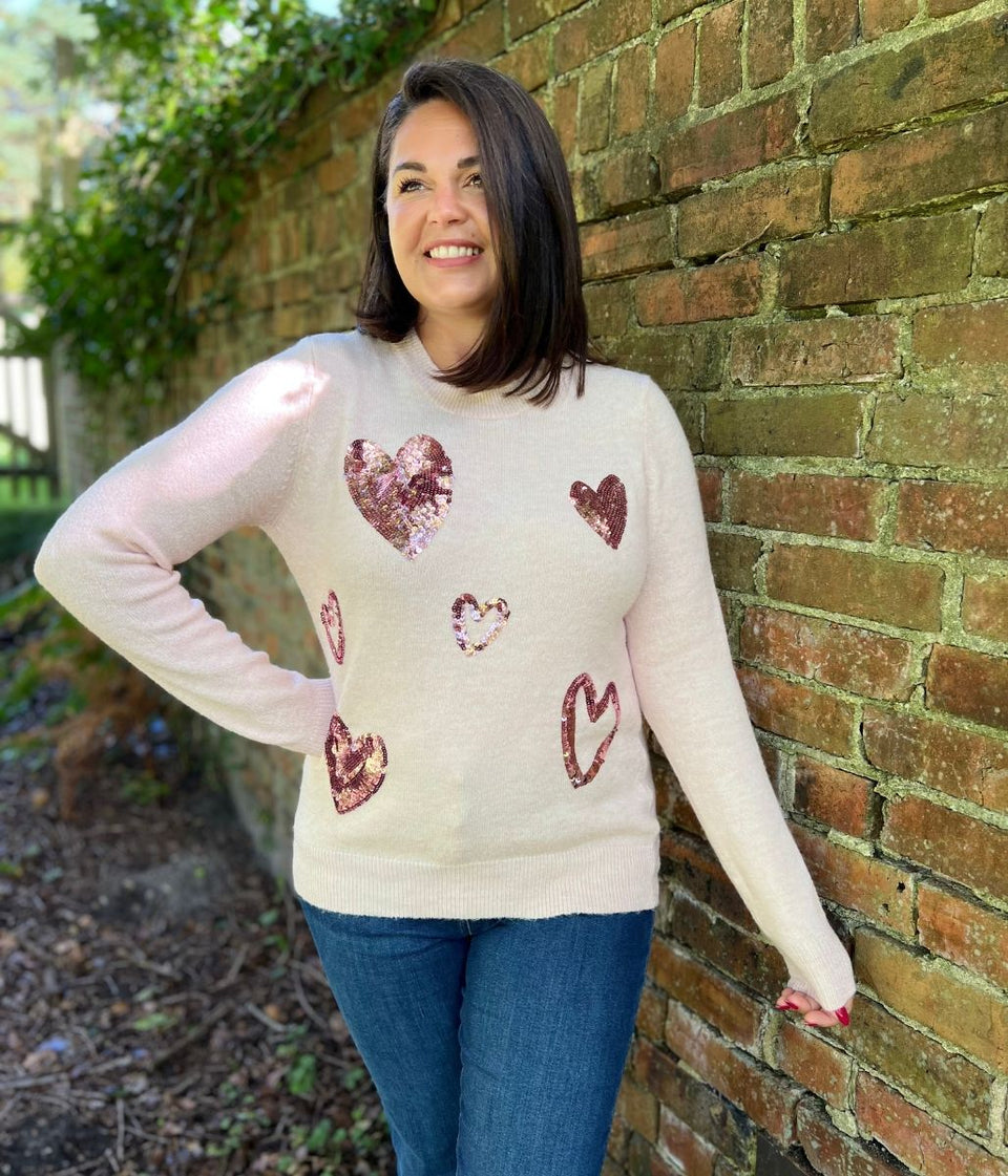 Pink Heart Sequin Jumper