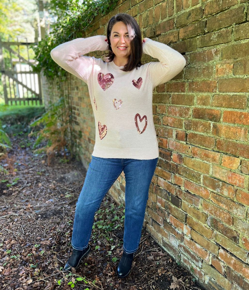 Pink Heart Sequin Jumper