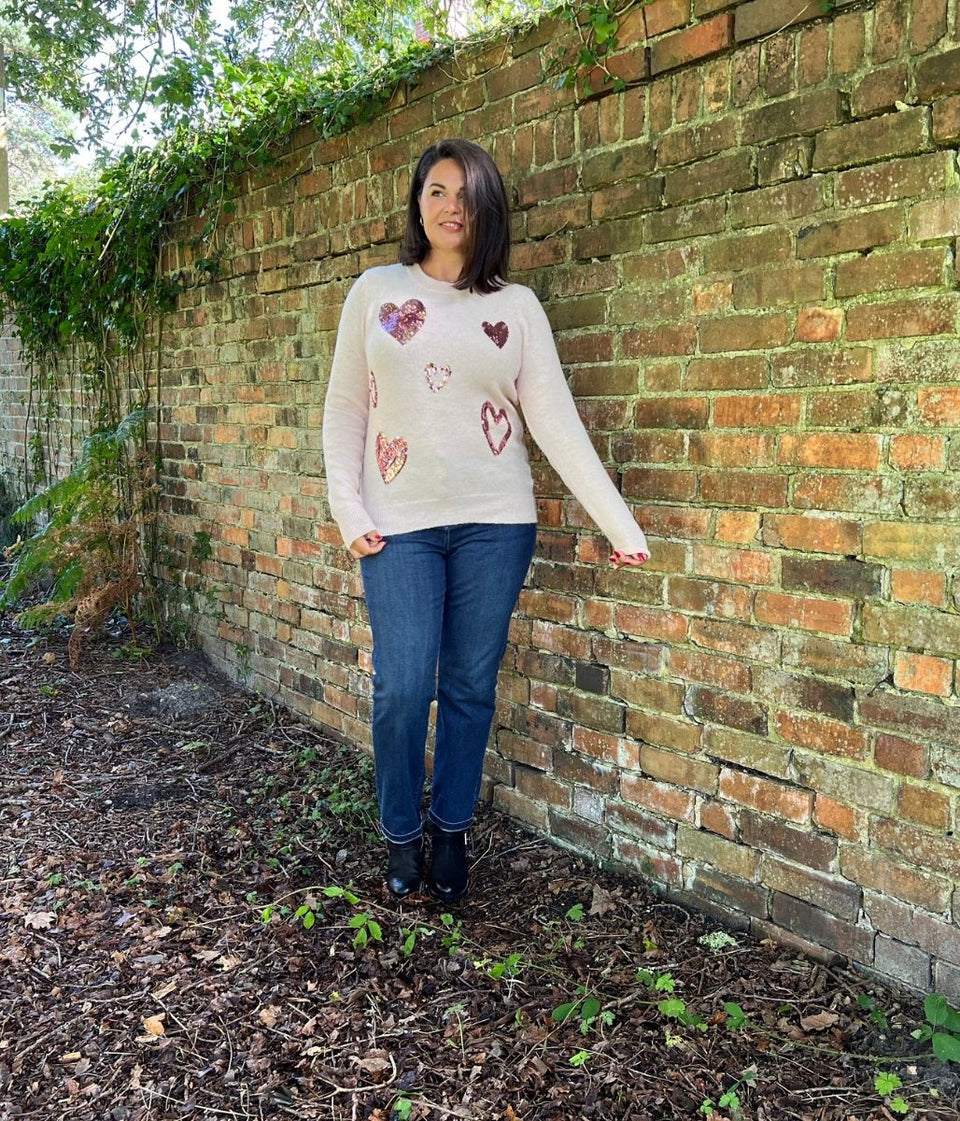 Pink Heart Sequin Jumper