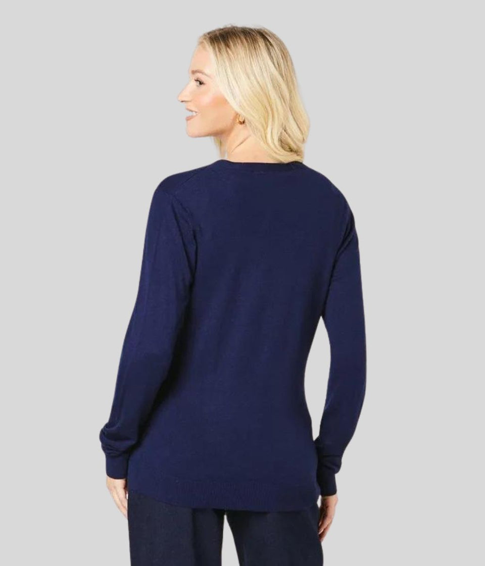 Navy V Neck Button Cardigan