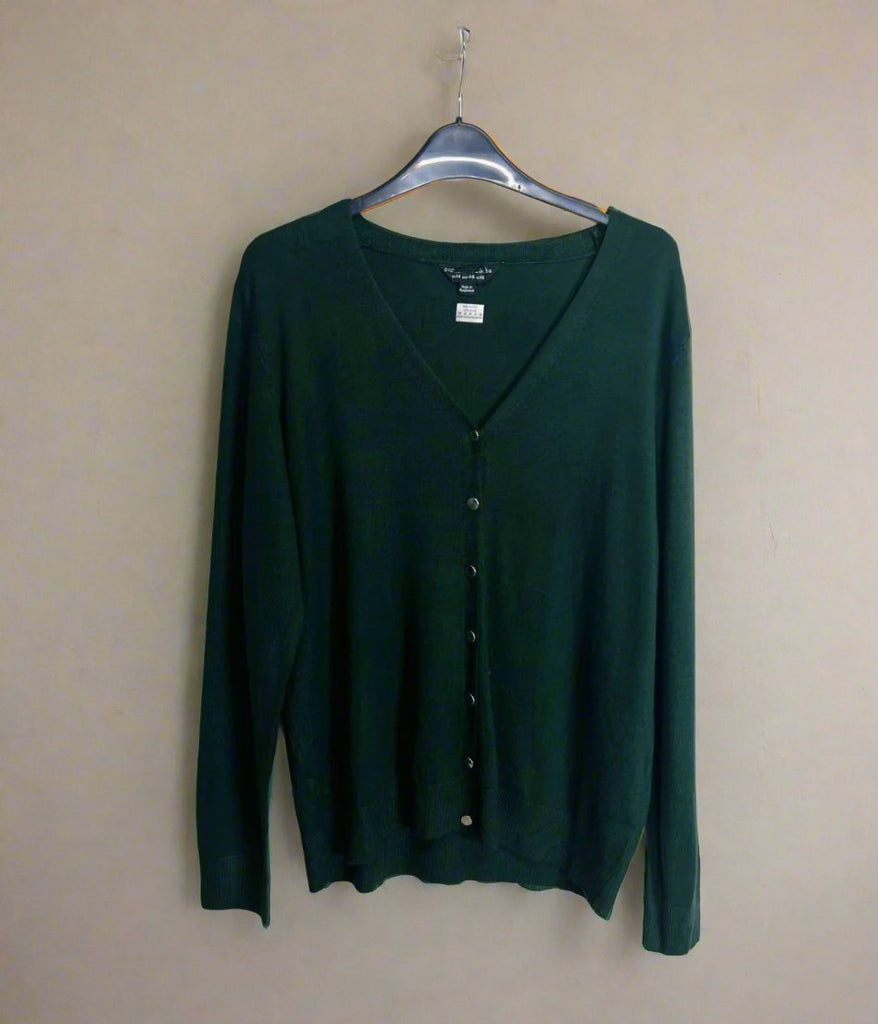 Bottle Green V Neck Button Cardigan Highstreet Outlet UK