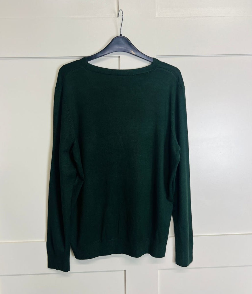 Bottle Green V Neck Button Cardigan Highstreet Outlet UK
