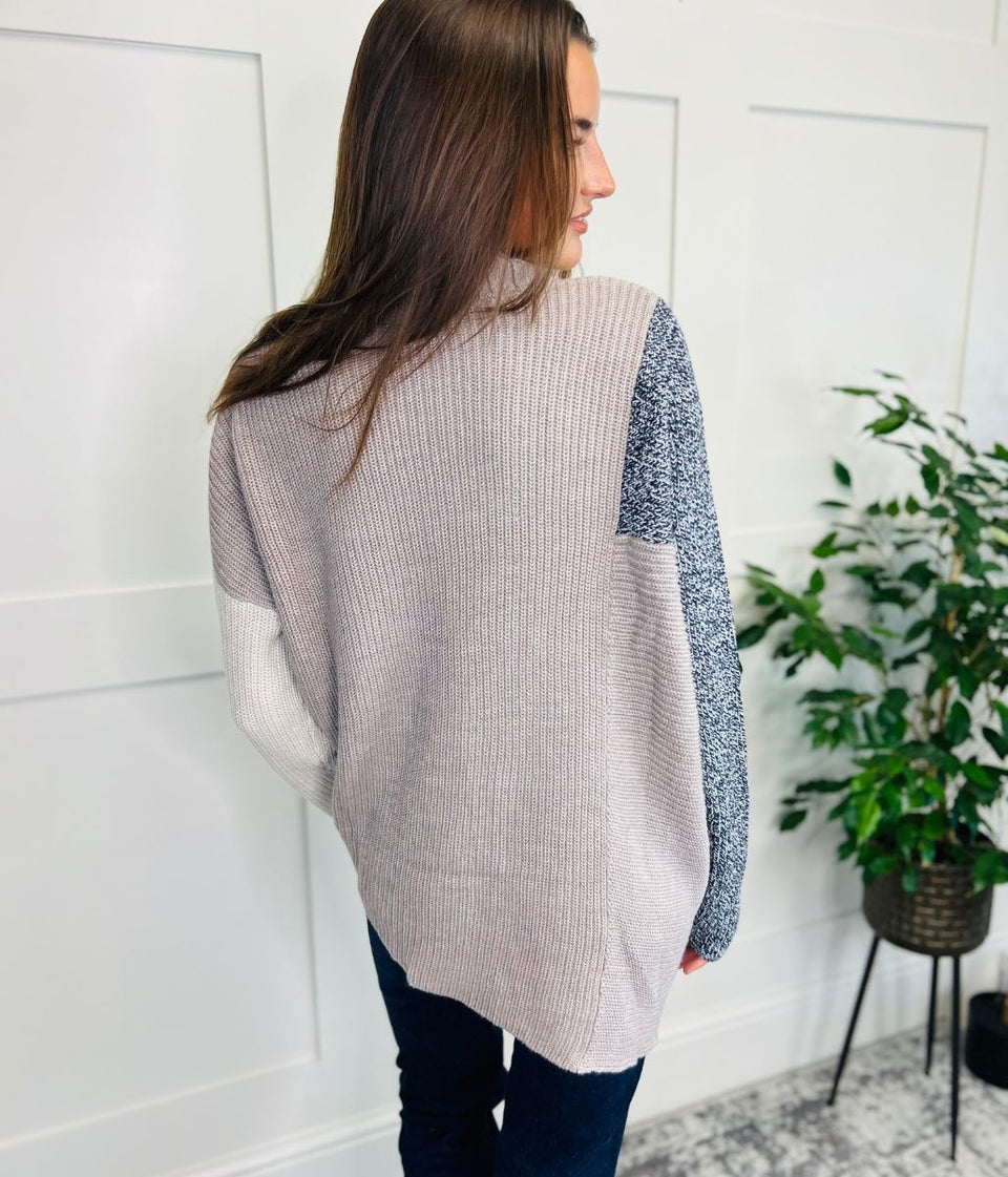 Soft Colour Block Asymmetric Jumper