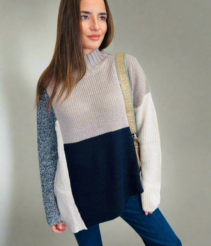 Soft Colour Block Asymmetric Jumper Highstreet Outlet UK