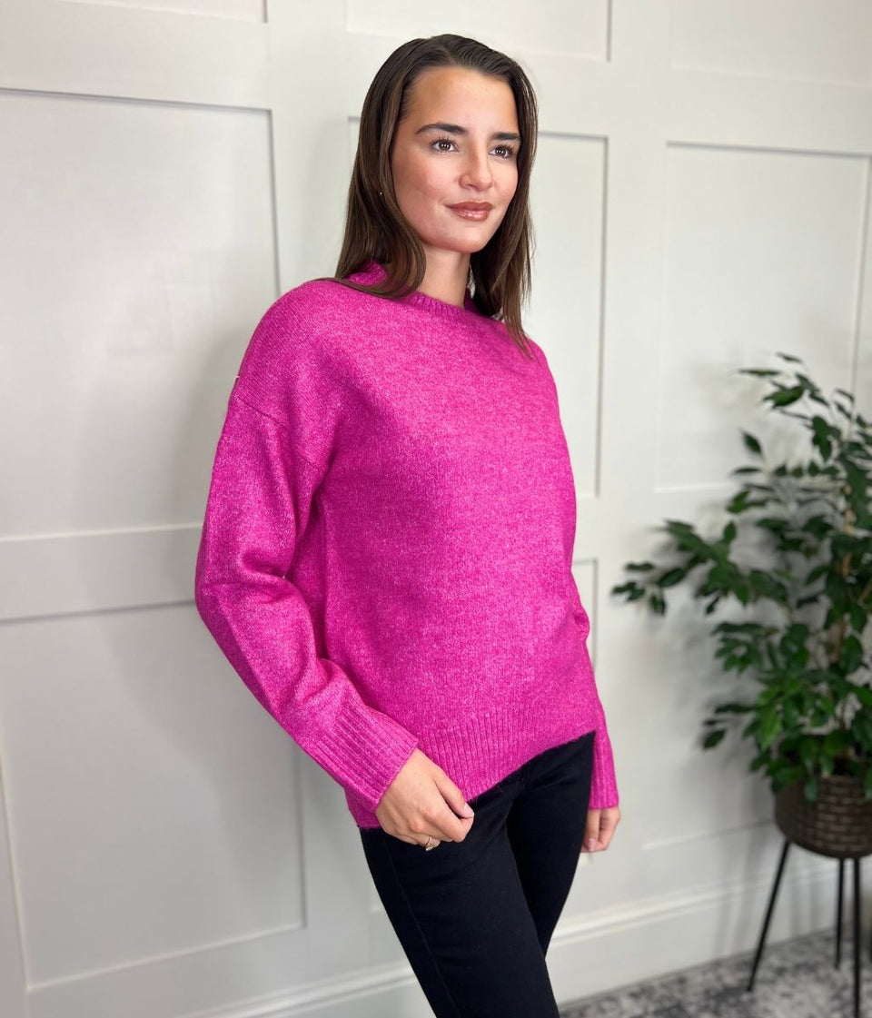 Pink Crew Neck Classic Jumper