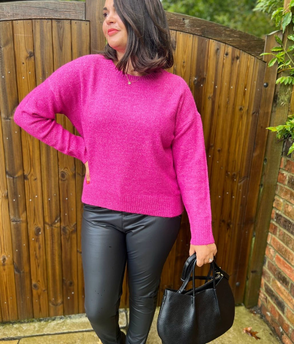 Pink Crew Neck Classic Jumper