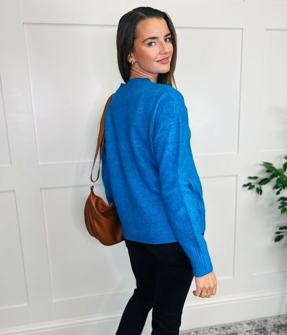 Blue Crew Neck Classic Jumper