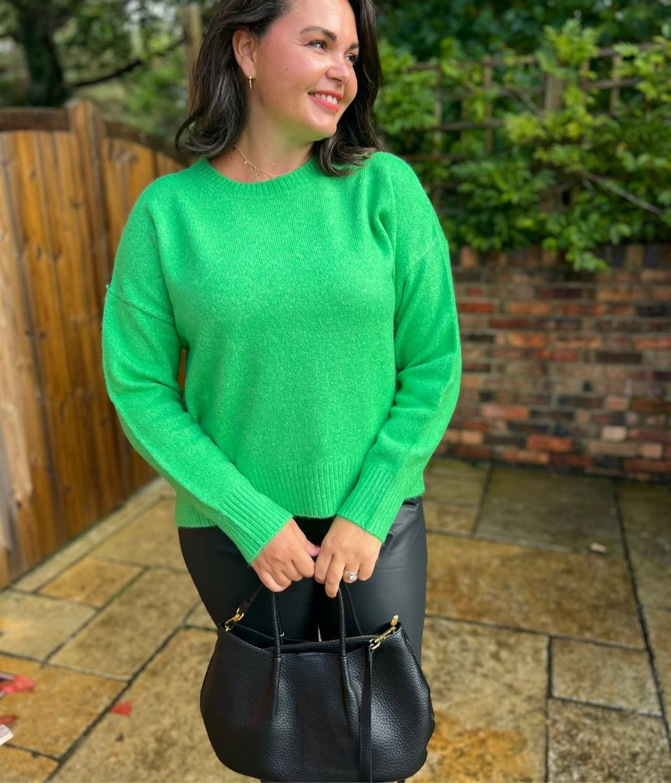 Green Crew Neck Classic Jumper