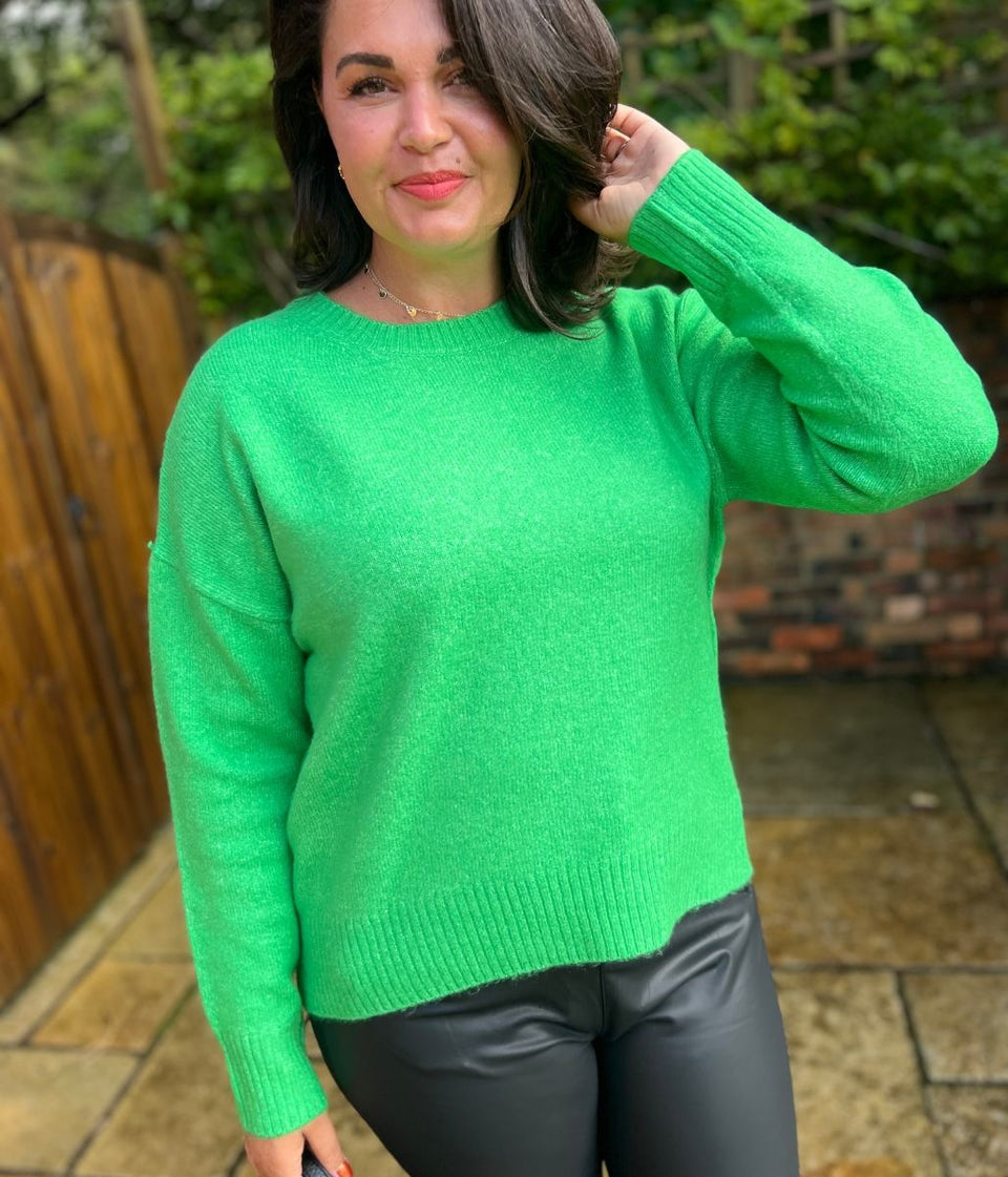 Green Crew Neck Classic Jumper