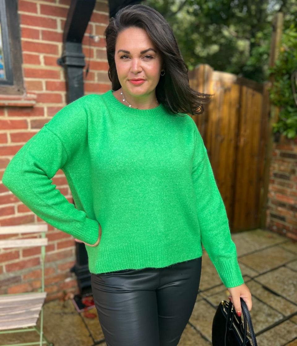 Green Crew Neck Classic Jumper