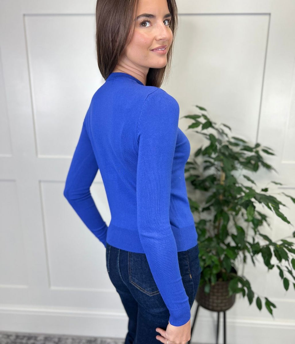 Ultraviolet Classic Round Neck Cardigan