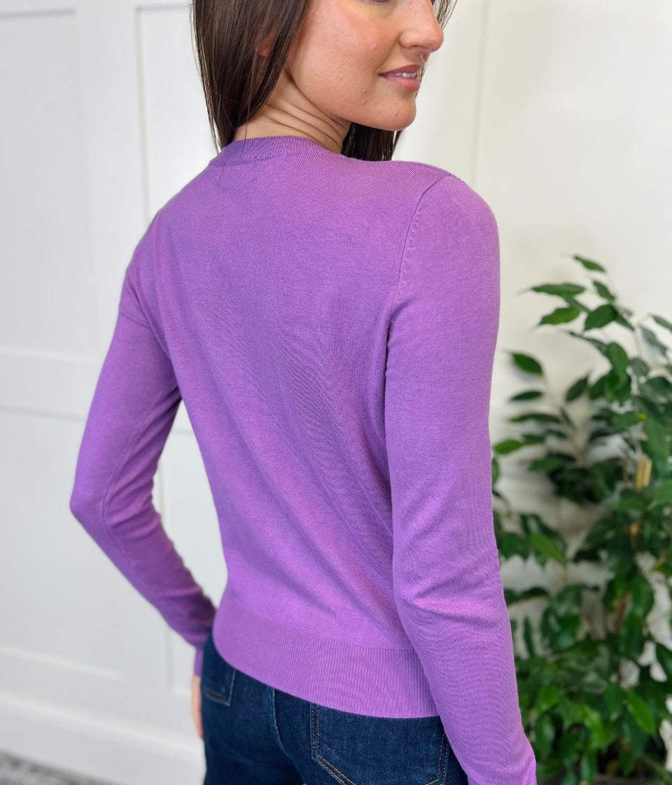 Violet Classic Round Neck Cardigan