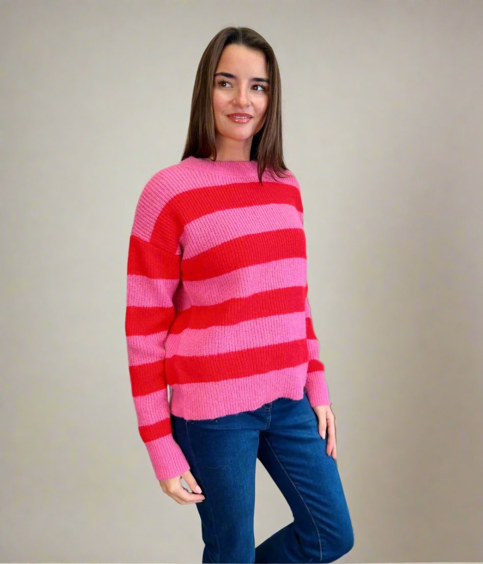 pink striped jumper 