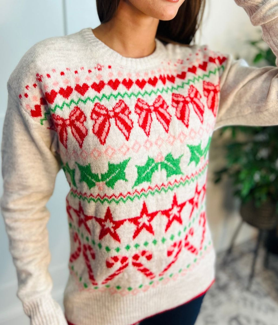 Ecru Candy Cane Jumper