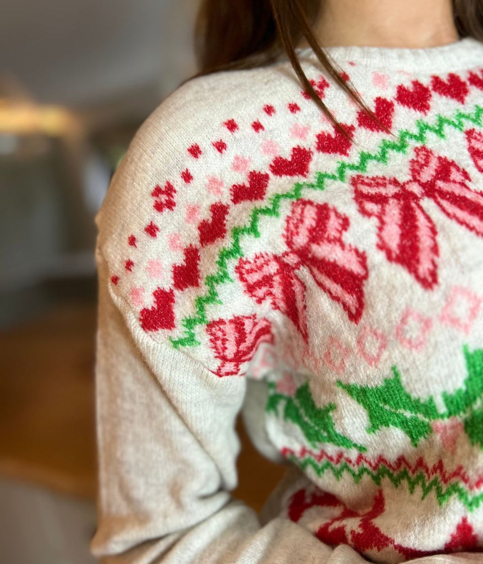 Ecru Candy Cane Christmas Jumper