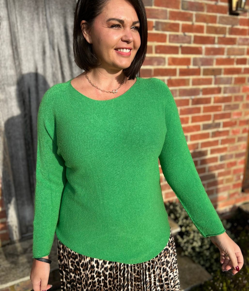 Green Rachel Fine Knit Jumper