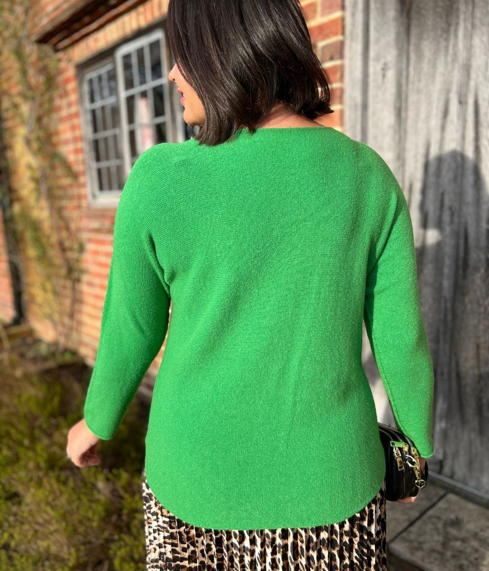 Green Rachel Fine Knit Jumper