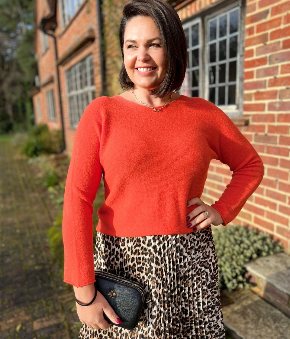 Orange Rachel Fine Knit Jumper